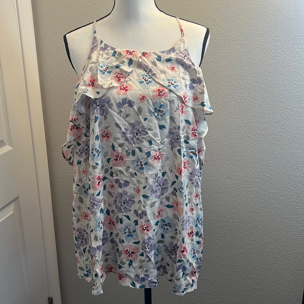 Downtown Weekend Tank Ivory Blue 1X